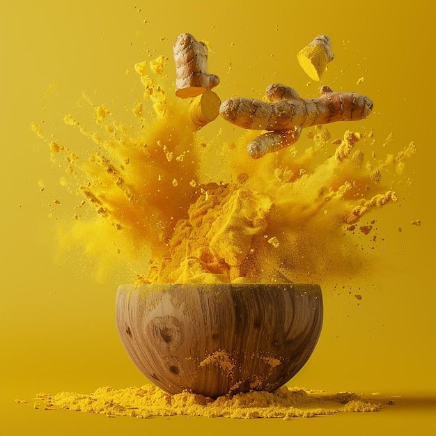 Turmeric root and powder showing natural immune support